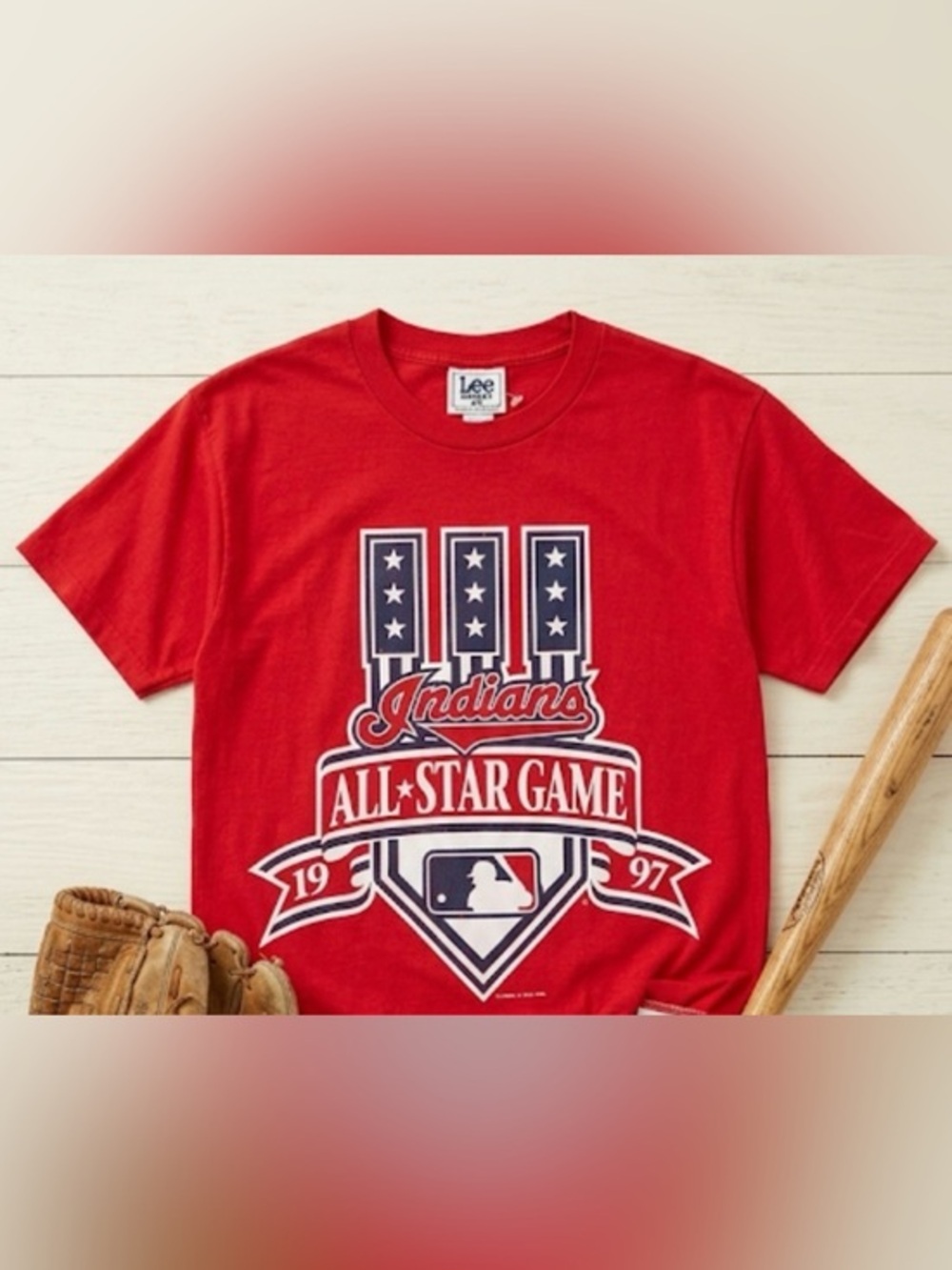⭐️ Vintage MLB ALL STAR GAME '97 MLB CLEVELAND INDIANS JACOBS FIELD t-shirt red
